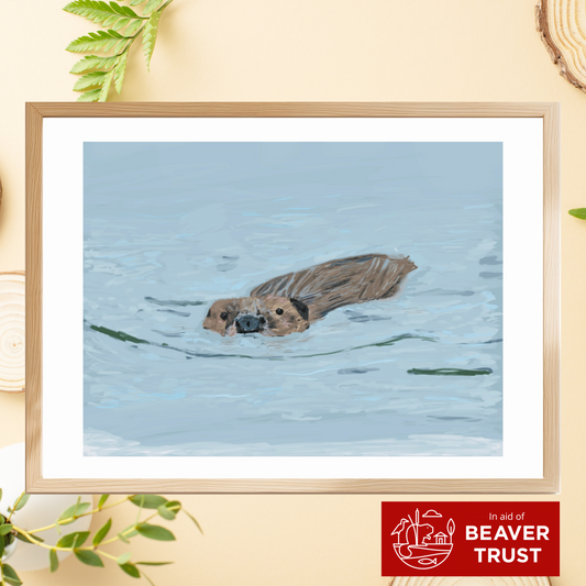Beaver Swimming Fine Art Print | Supporting Beaver Trust | Eco-Friendly Wall Art