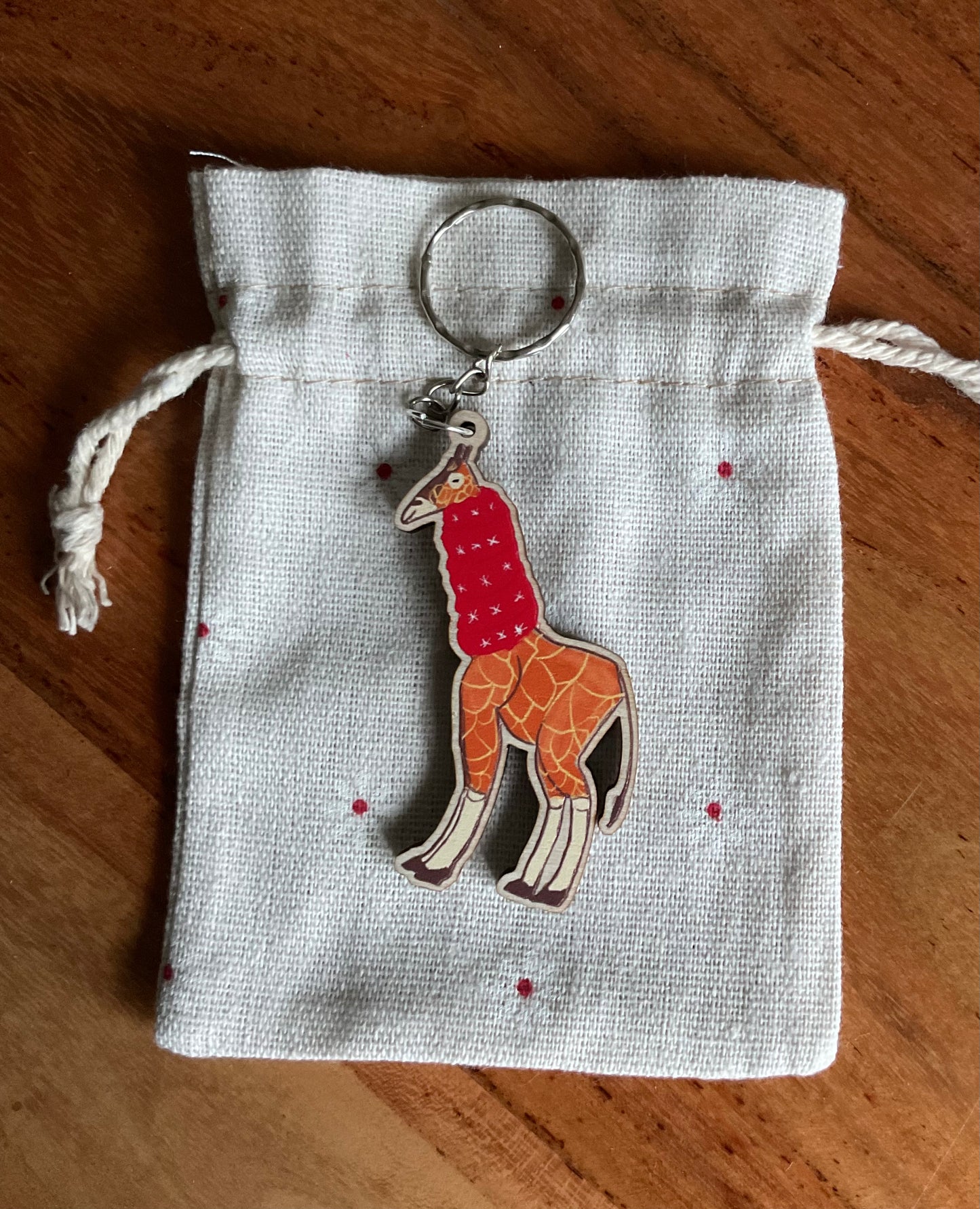 Adorable Elephant and Giraffe eco friendly wooden Keyrings as a gift or stocking filler