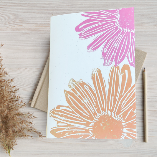 Vibrant Flowers A5 Recycled Blank Notebook (60 Pages) | Ethically Sourced Recycled Paper
