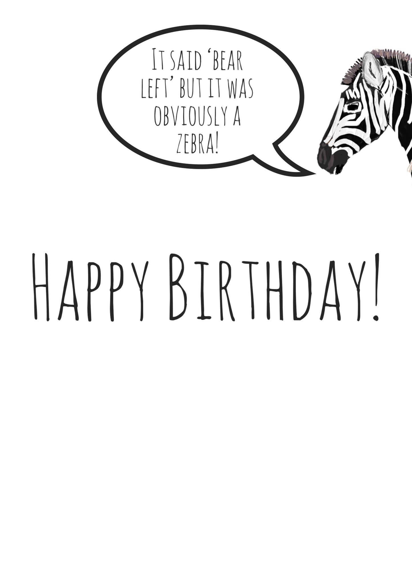 Handmade Zebra Birthday Card - Send fun and laughter with this cheerful zebra theme / Fun Birthday Card