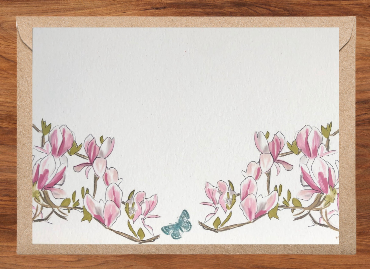 Quality hand drawn magnolia note cards (5 x7 inches)