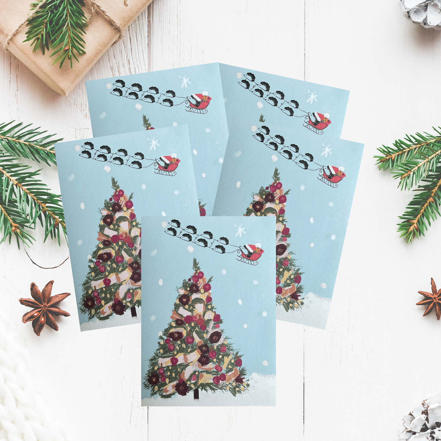 Hedgehog Christmas card pack of 10 (Supporting BHPS)