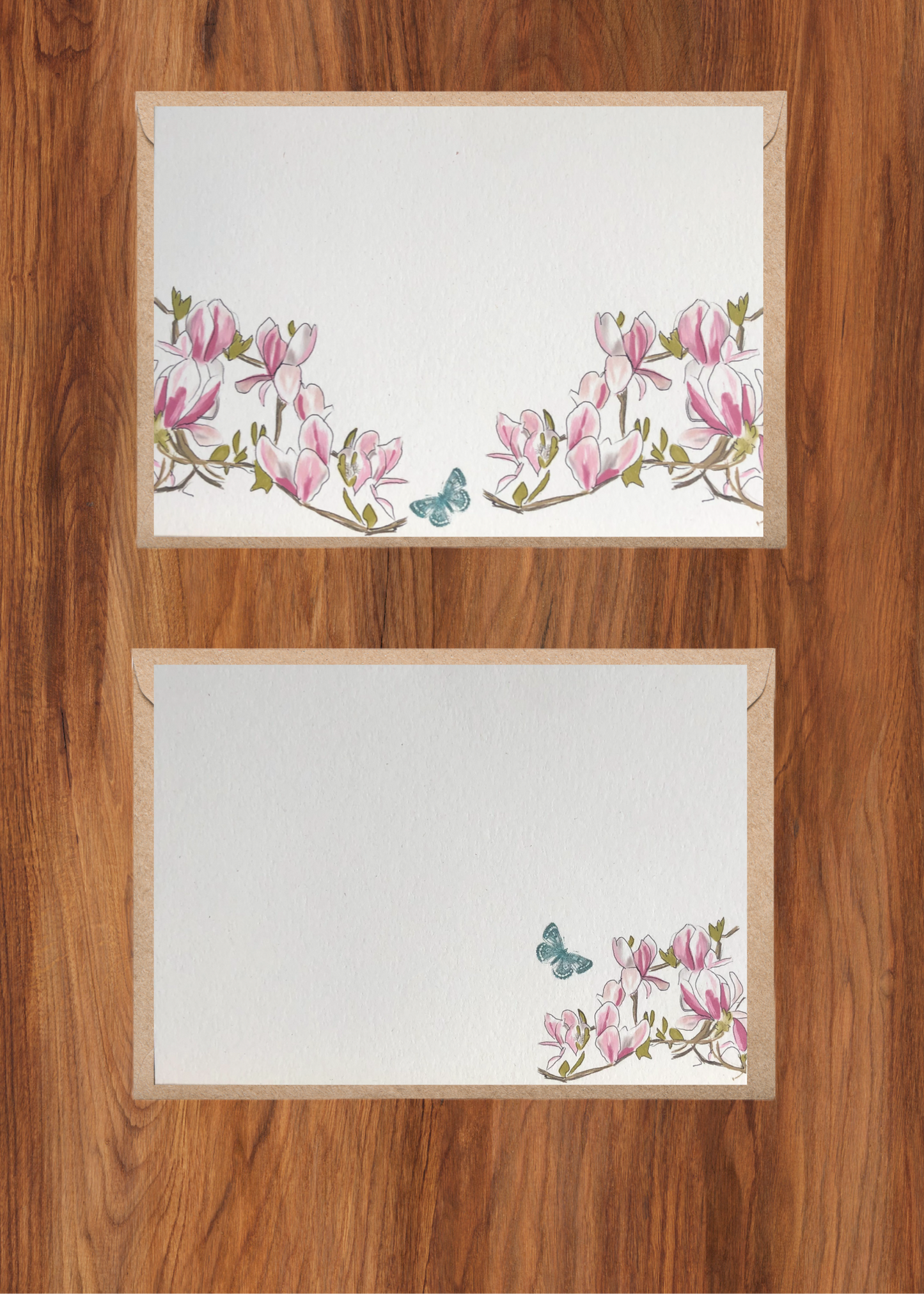 Quality hand drawn magnolia note cards (5 x7 inches)